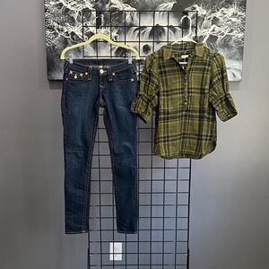 True religion skinny denim with FREE Anthropologie blouse